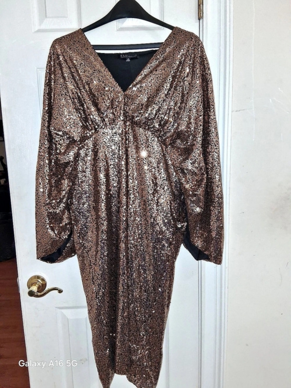 ELOQUII Gold Sequin Dolman Sleeve Dress Maxi Dress Gold Sz 18